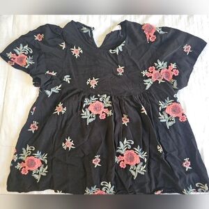 Floral Black Womens Top